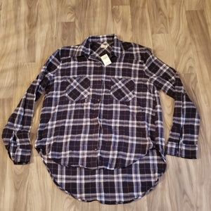 Blue Plaid Hollister Button Up Shirt